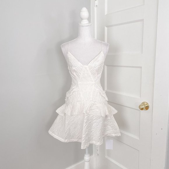 Self-Portrait Dresses & Skirts - NWT Self-Portrait White Jacquard Midi Ruffle Lattice Dress Bridal US Size 0